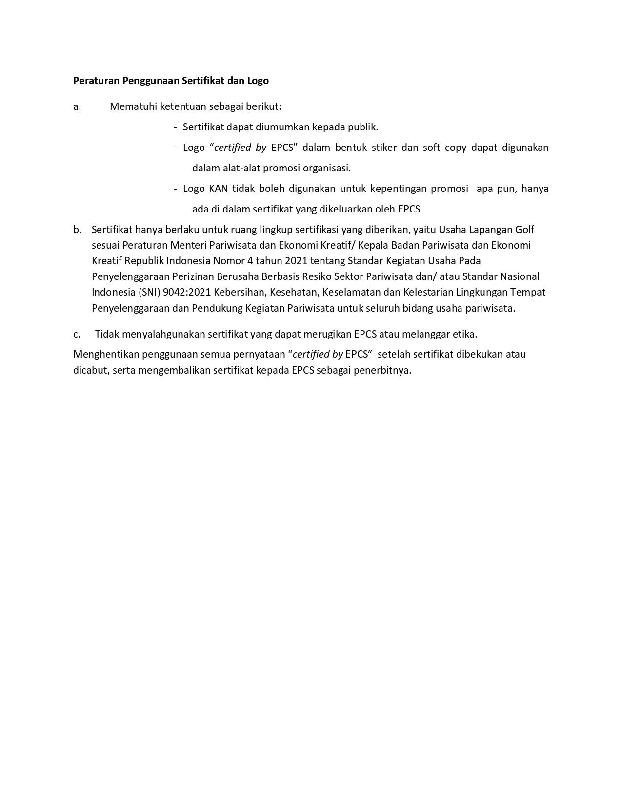 Content website - Penggunaan Sertifikat dan Logo